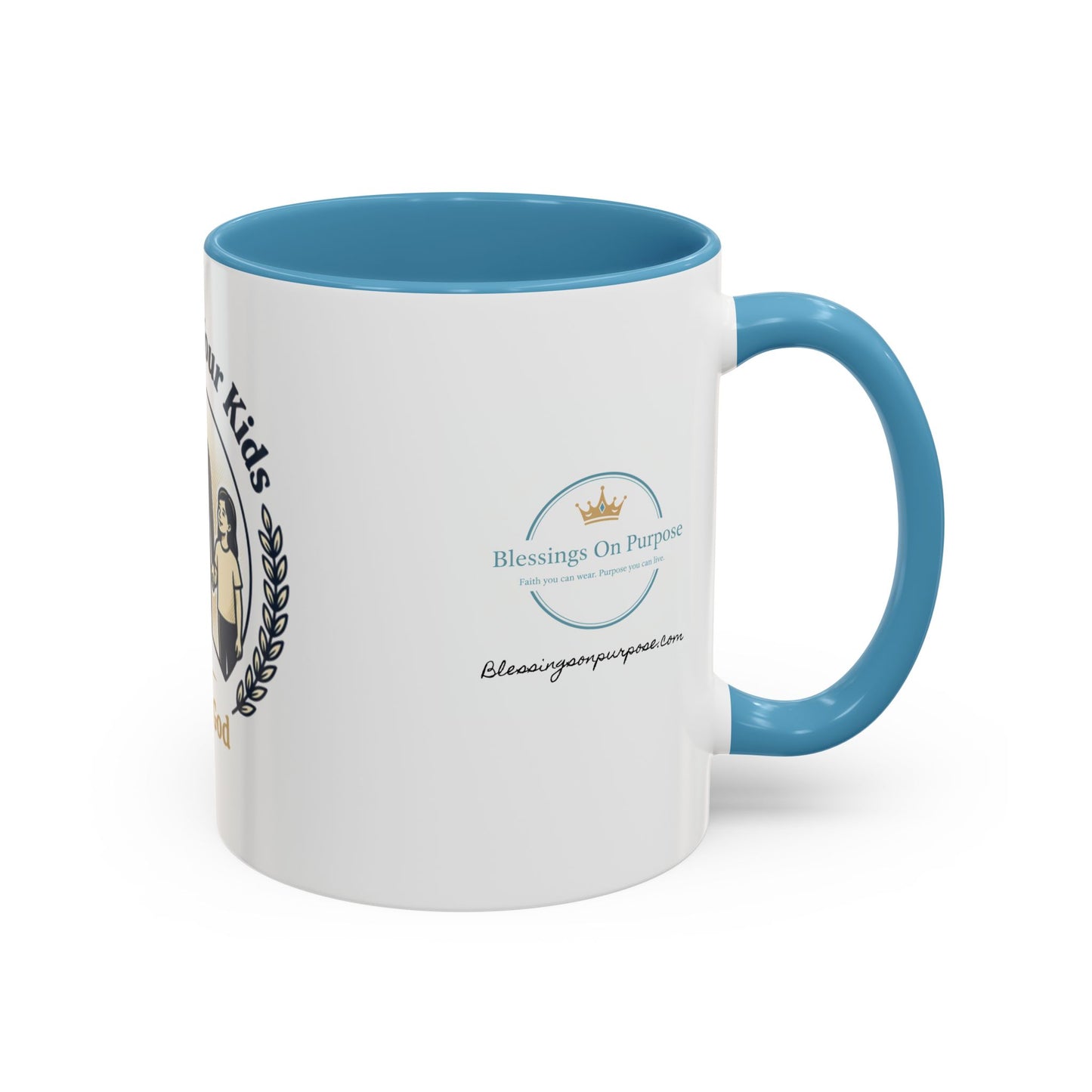 Best Dad Ever Accent Coffee Mug — "Loved by Your Kids, Led by God" Father's Day Gift