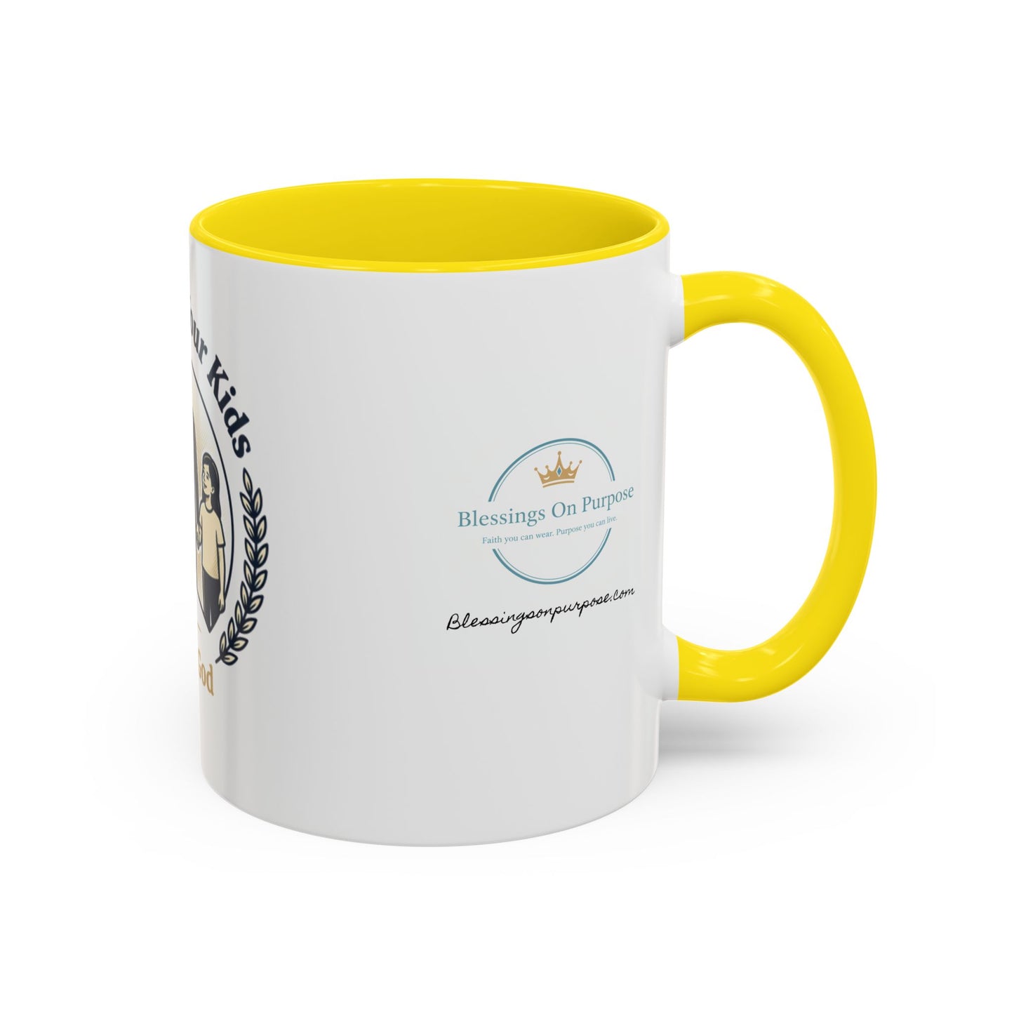 Best Dad Ever Accent Coffee Mug — "Loved by Your Kids, Led by God" Father's Day Gift