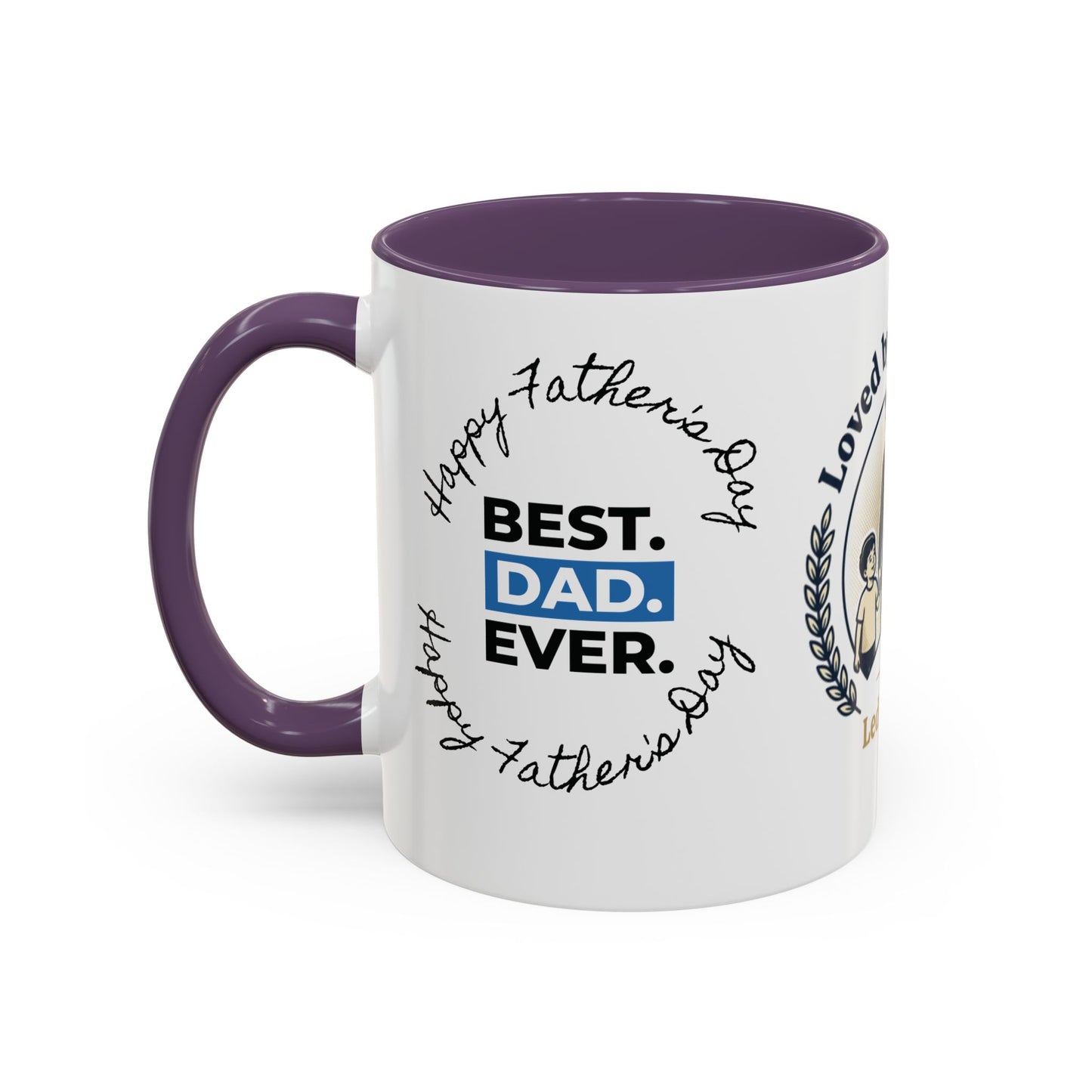 Best Dad Ever Accent Coffee Mug — "Loved by Your Kids, Led by God" Father's Day Gift