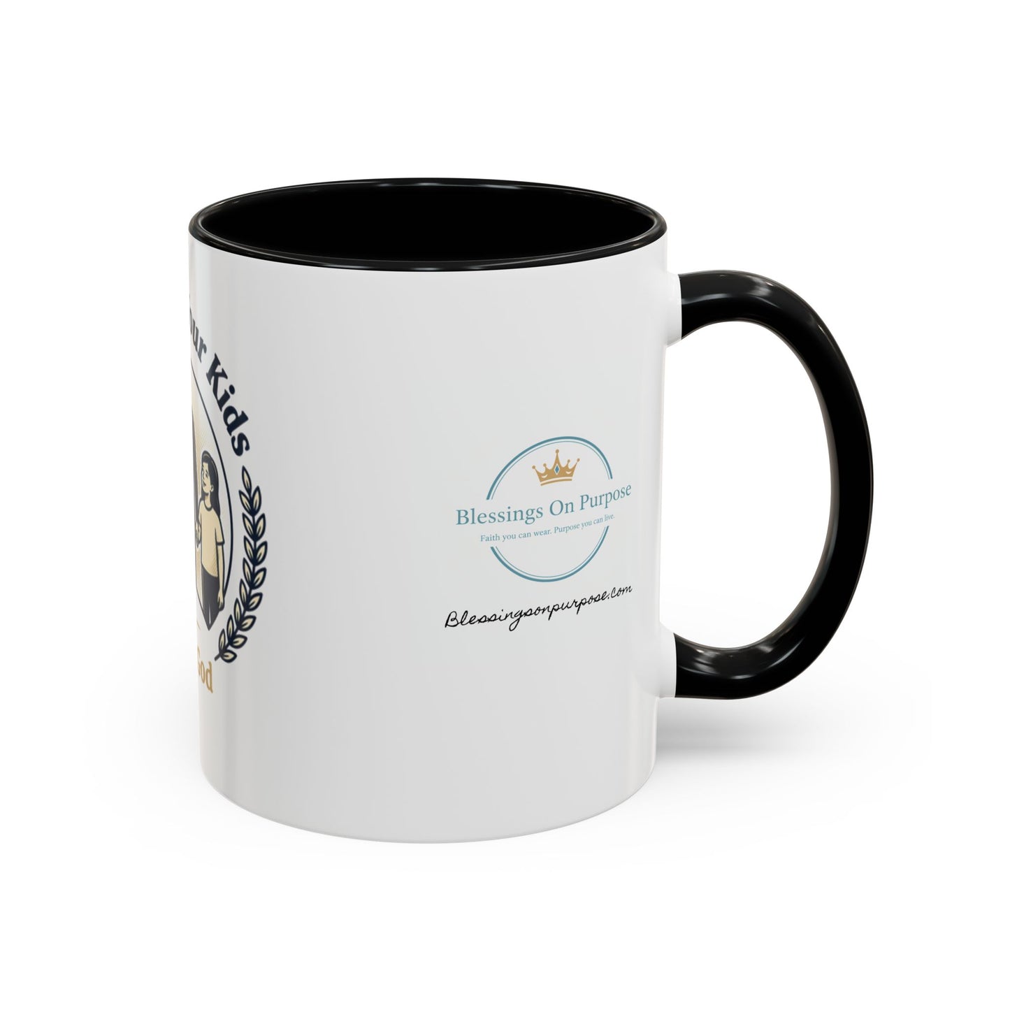Best Dad Ever Accent Coffee Mug — "Loved by Your Kids, Led by God" Father's Day Gift