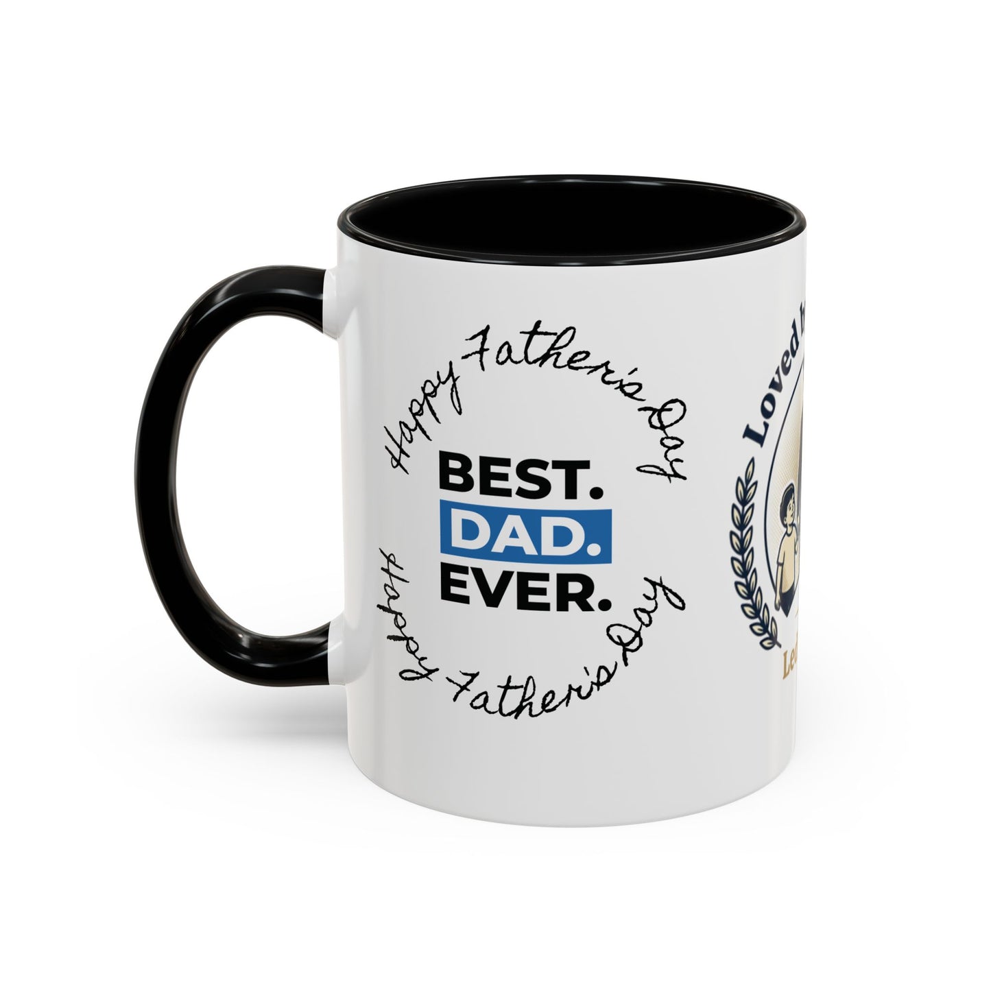 Best Dad Ever Accent Coffee Mug — "Loved by Your Kids, Led by God" Father's Day Gift