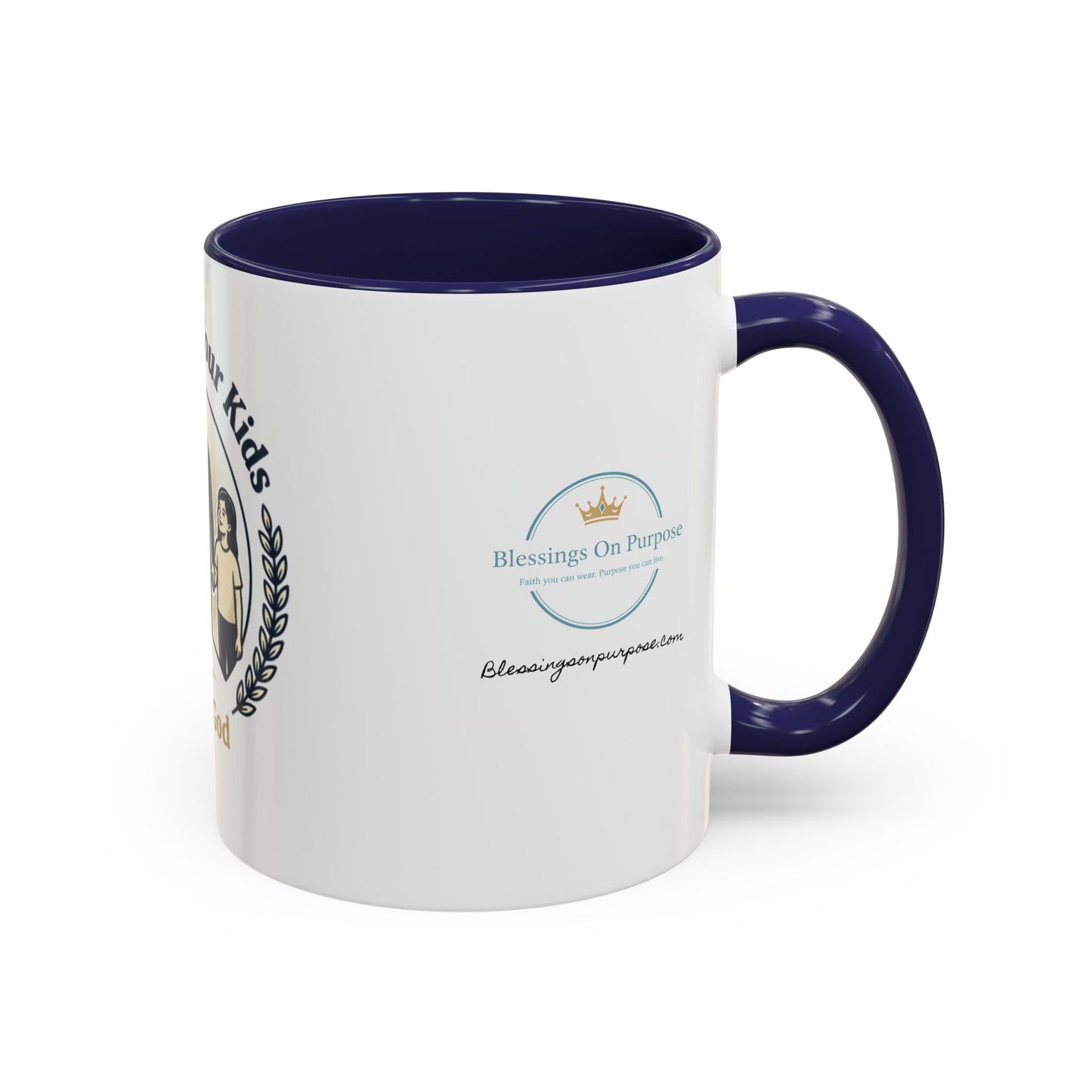 Best Dad Ever Accent Coffee Mug — "Loved by Your Kids, Led by God" Father's Day Gift