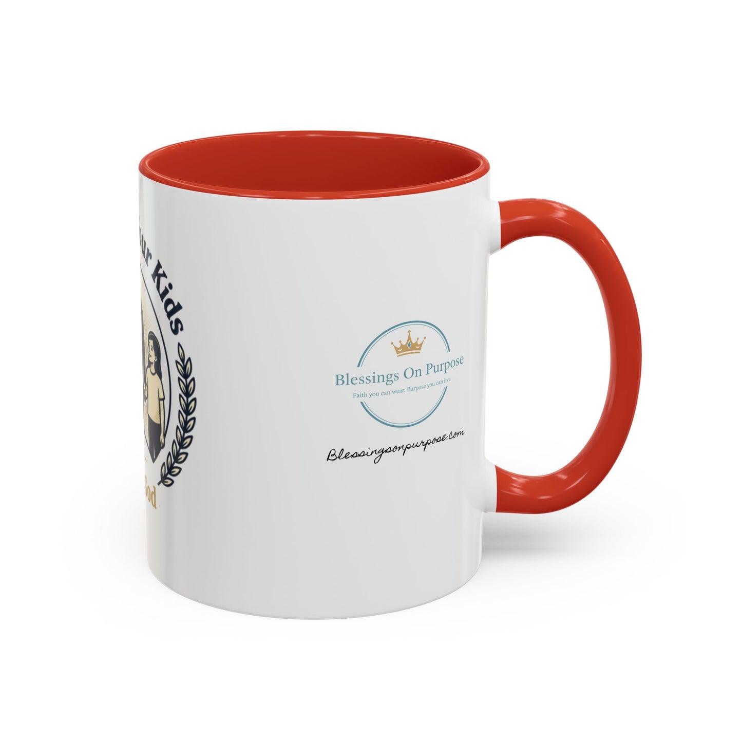 Best Dad Ever Accent Coffee Mug — "Loved by Your Kids, Led by God" Father's Day Gift