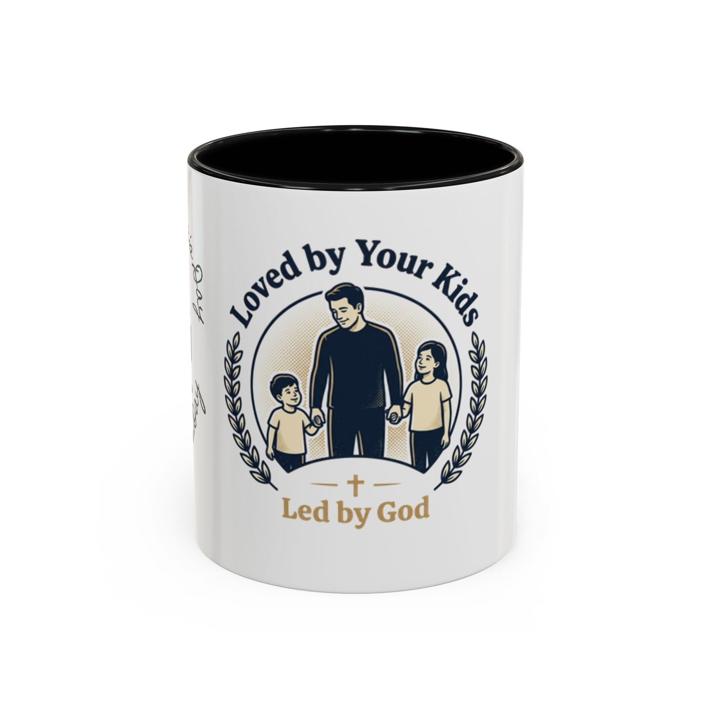 Best Dad Ever Accent Coffee Mug — "Loved by Your Kids, Led by God" Father's Day Gift