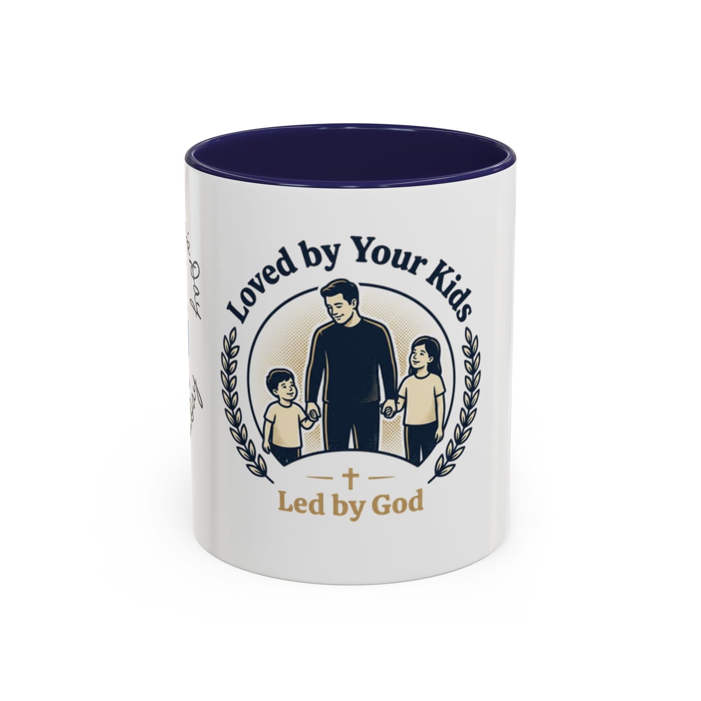 Best Dad Ever Accent Coffee Mug — "Loved by Your Kids, Led by God" Father's Day Gift