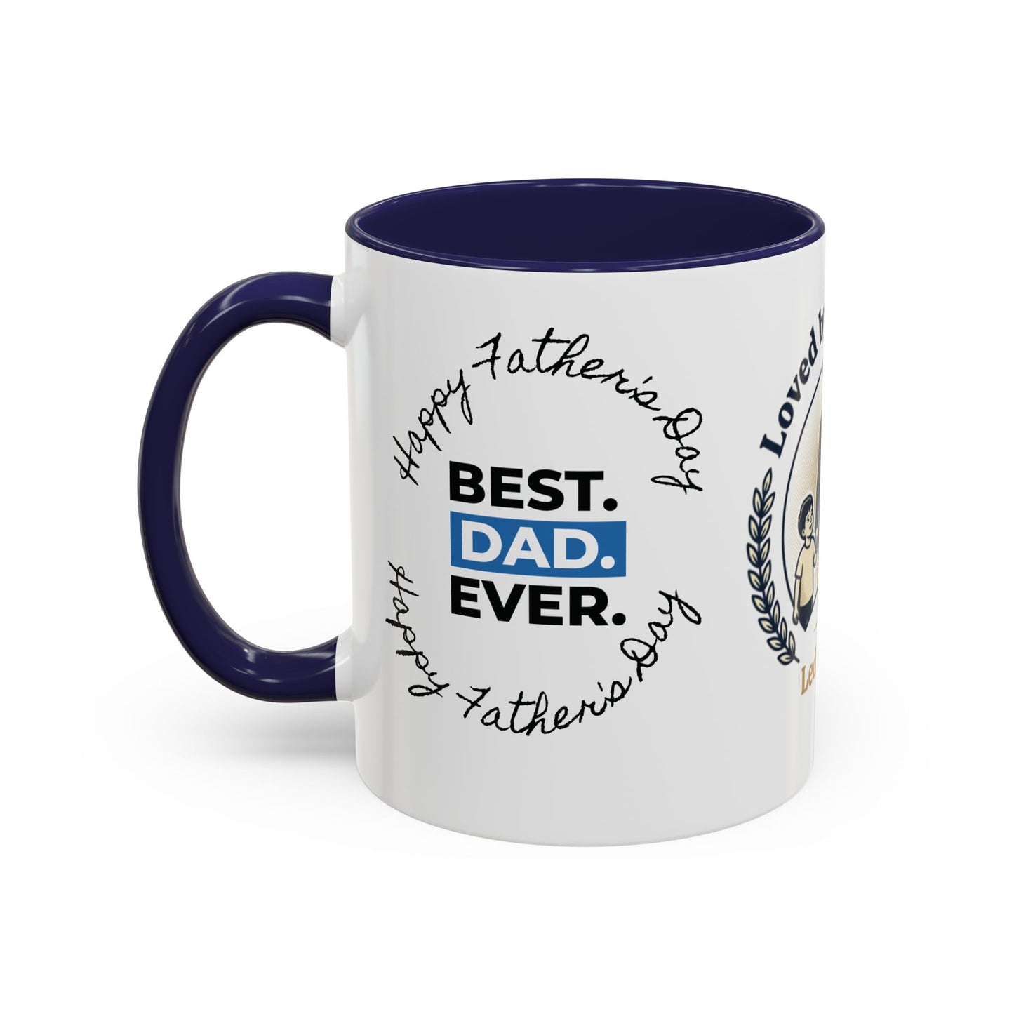 Best Dad Ever Accent Coffee Mug — "Loved by Your Kids, Led by God" Father's Day Gift