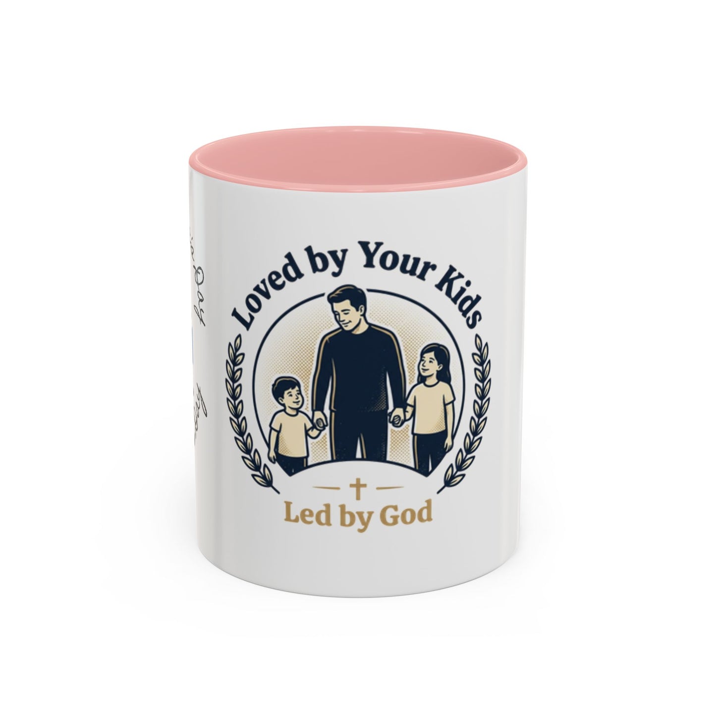 Best Dad Ever Accent Coffee Mug — "Loved by Your Kids, Led by God" Father's Day Gift