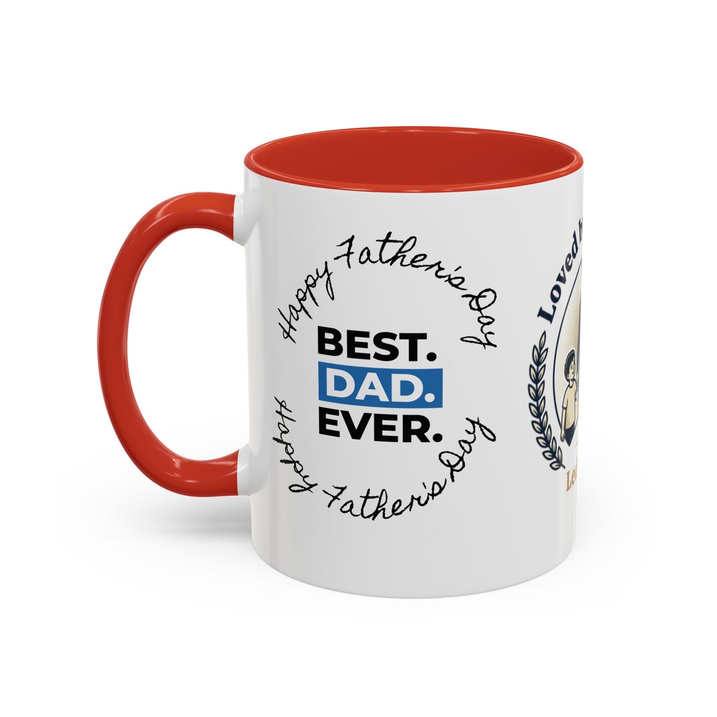 Best Dad Ever Accent Coffee Mug — "Loved by Your Kids, Led by God" Father's Day Gift