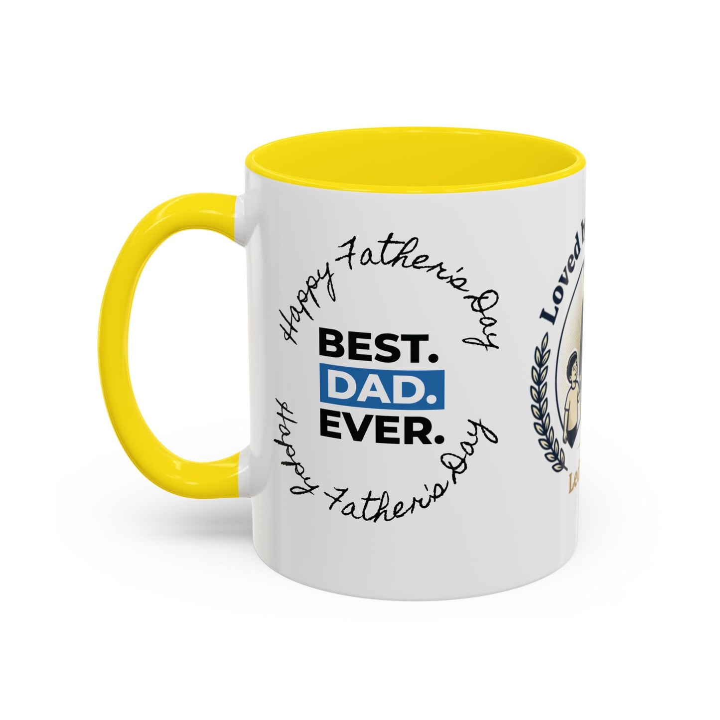 Best Dad Ever Accent Coffee Mug — "Loved by Your Kids, Led by God" Father's Day Gift