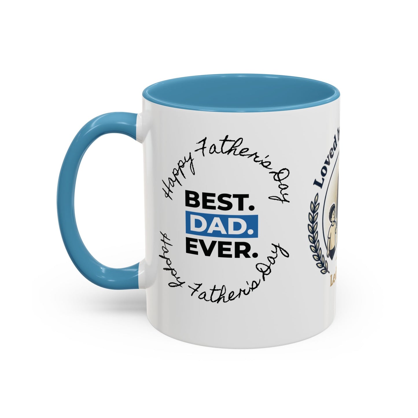 Best Dad Ever Accent Coffee Mug — "Loved by Your Kids, Led by God" Father's Day Gift