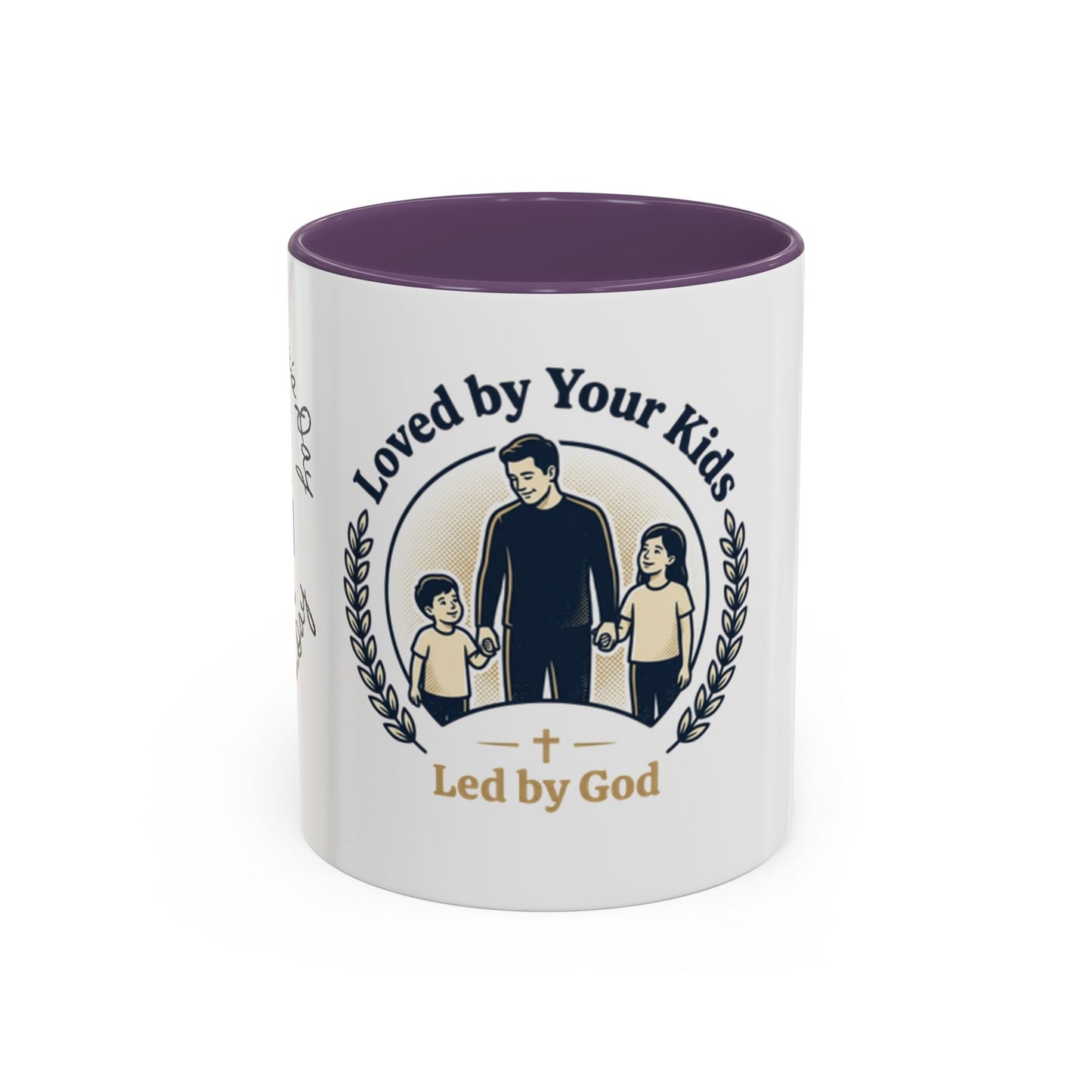 Best Dad Ever Accent Coffee Mug — "Loved by Your Kids, Led by God" Father's Day Gift