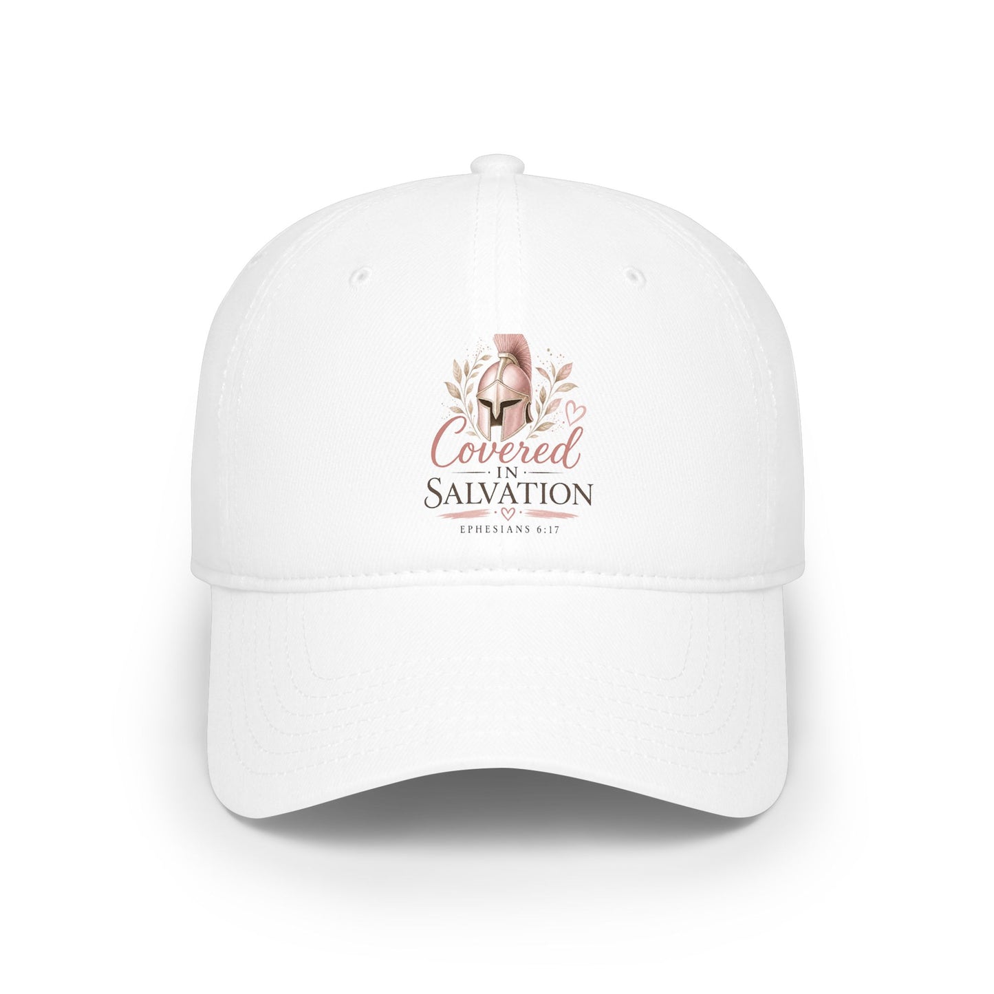 Baseball Cap - Covered by His Salvation Floral Cross Christian Hat