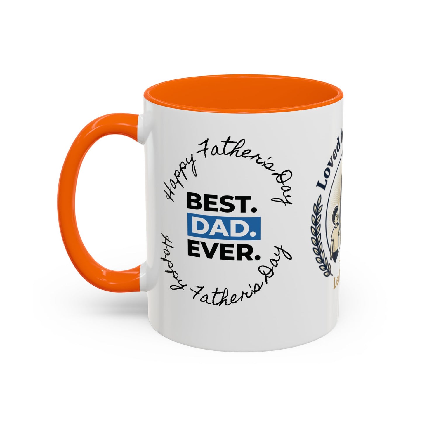 Best Dad Ever Accent Coffee Mug — "Loved by Your Kids, Led by God" Father's Day Gift