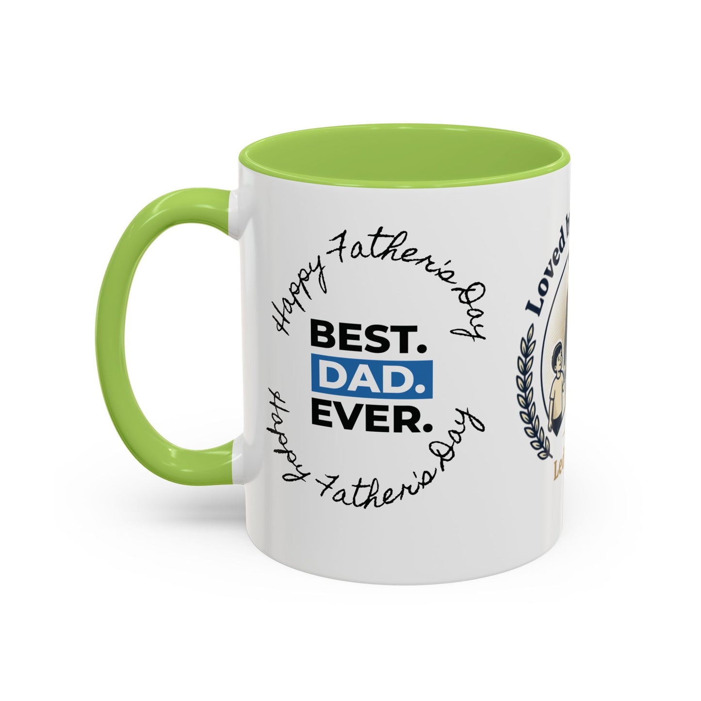 Best Dad Ever Accent Coffee Mug — "Loved by Your Kids, Led by God" Father's Day Gift