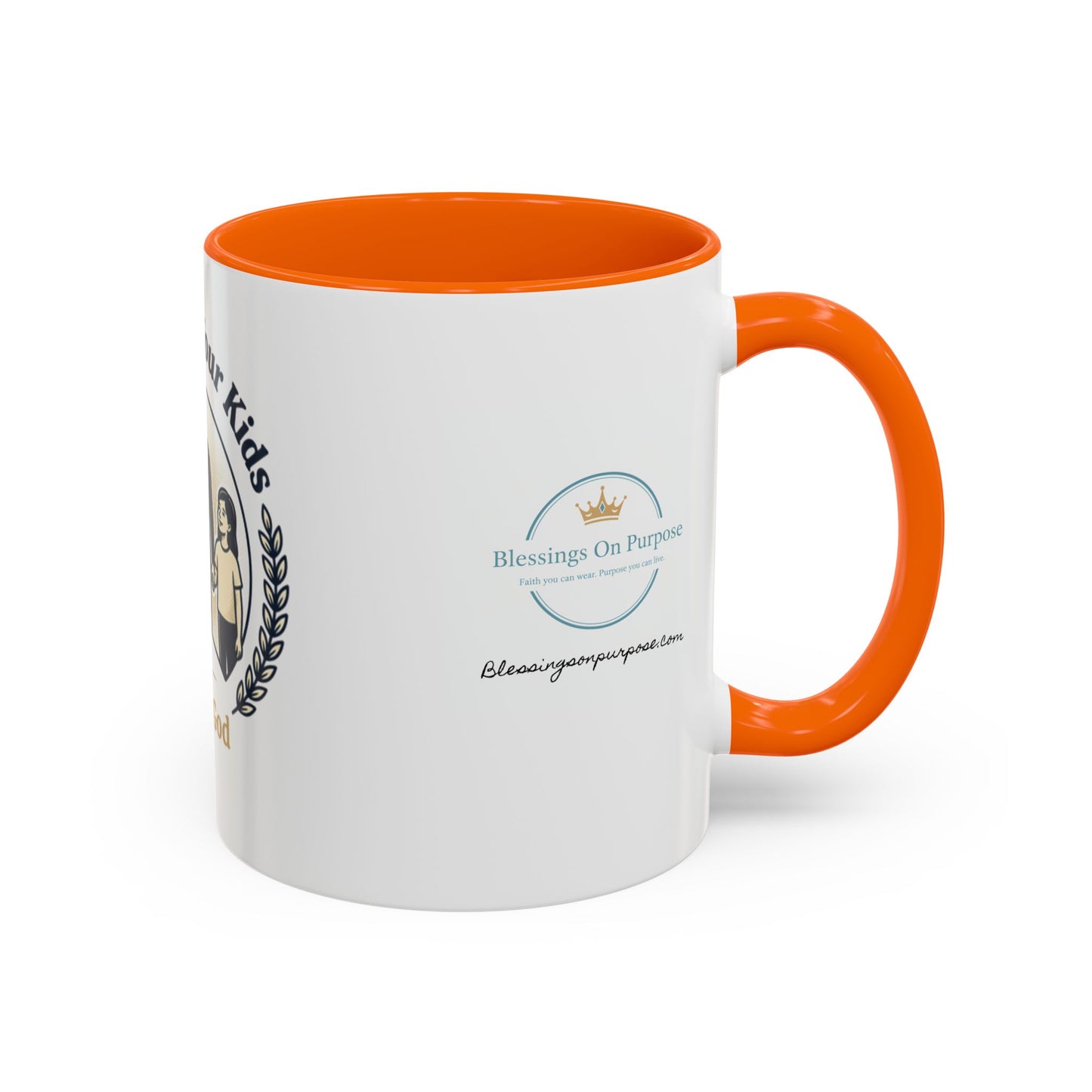 Best Dad Ever Accent Coffee Mug — "Loved by Your Kids, Led by God" Father's Day Gift