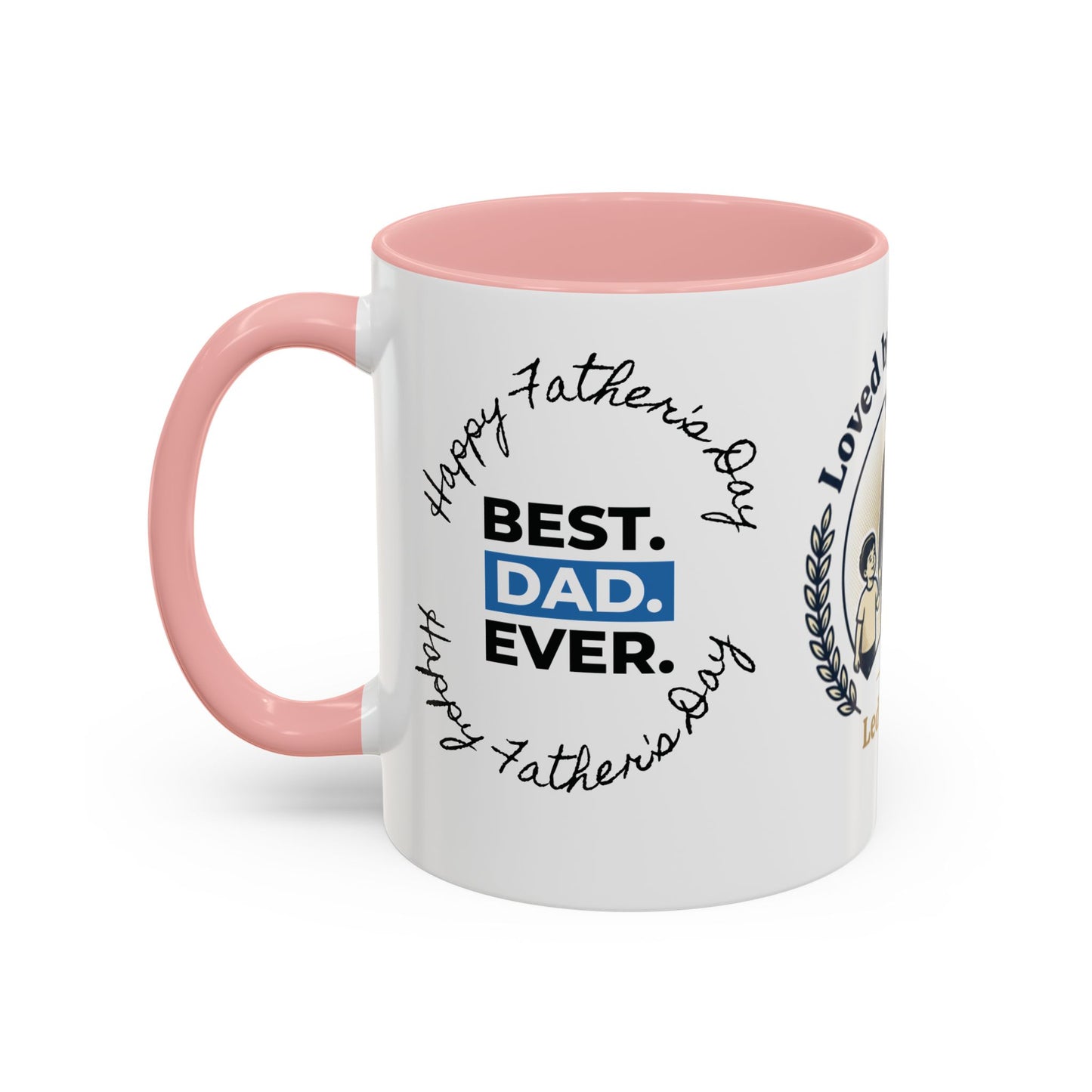 Best Dad Ever Accent Coffee Mug — "Loved by Your Kids, Led by God" Father's Day Gift